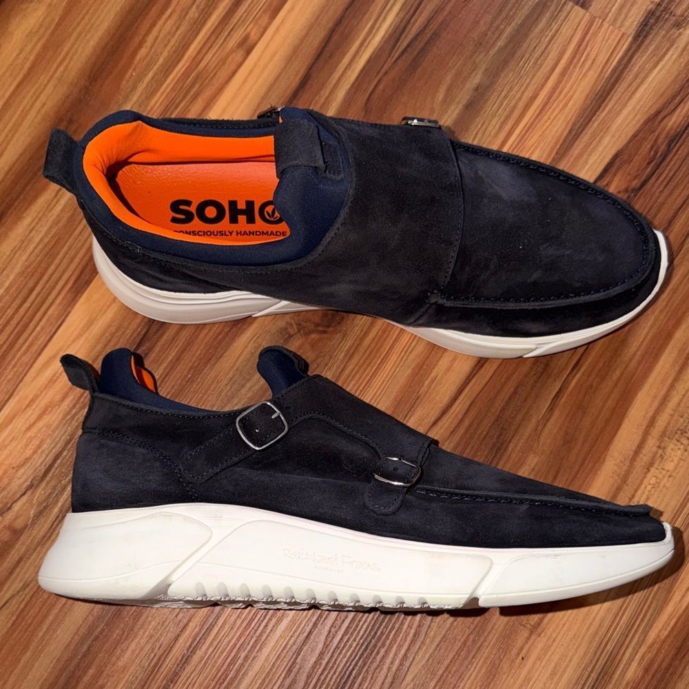 Soho Men's Black Sneakers with Orange Detail